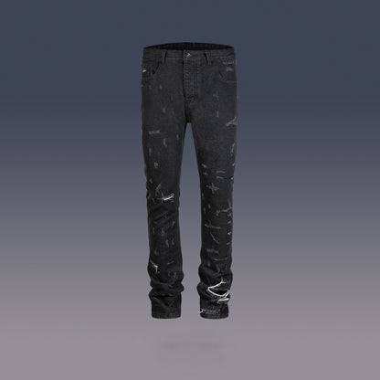 Damaged Black Cattle Graphic Trousers for Men and Women