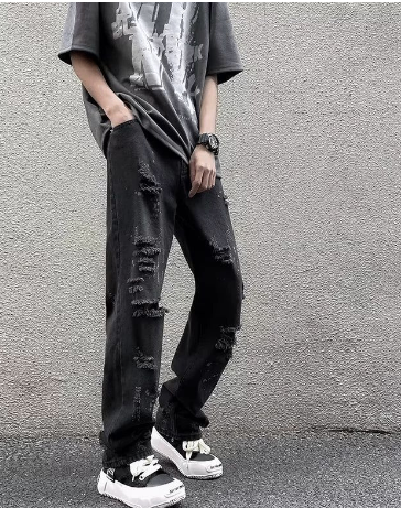 Damaged Black Cattle Graphic Trousers for Men and Women