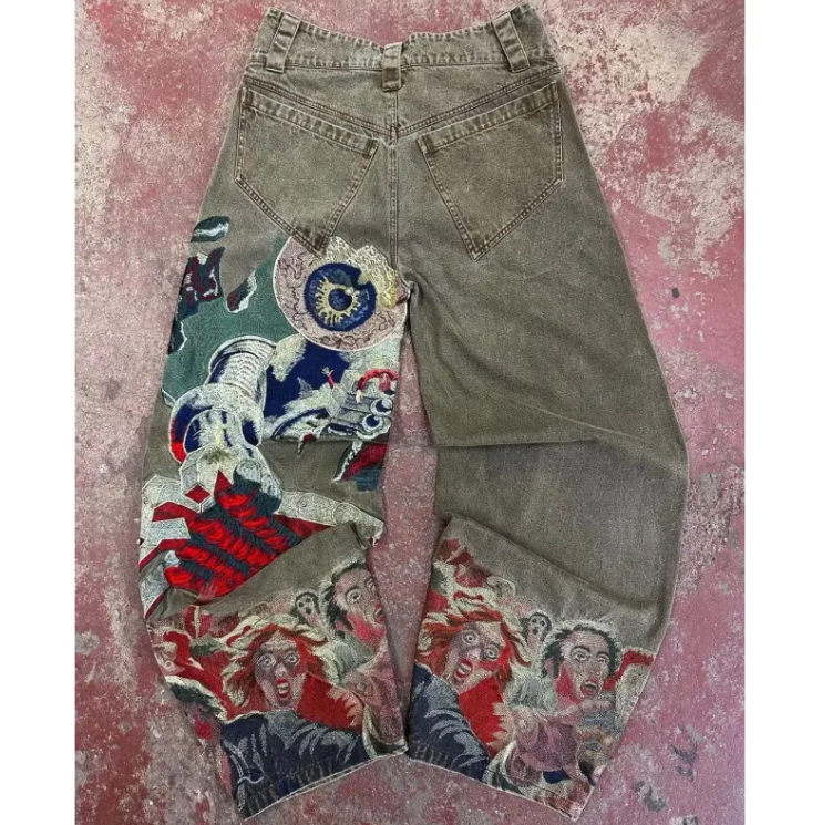 Retro Patchwork Hole Jeans