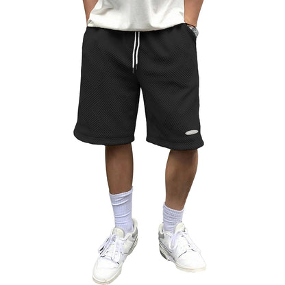 HOTake Mens Shorts Casual Beach Shorts for Men Geometric Texture Shorts Mens Golf Shorts Small Black