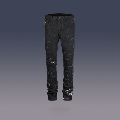 Damaged Black Cattle Graphic Trousers for Men and Women